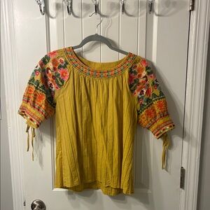 Yellow Embroidered Blouse